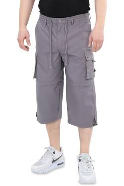 Ben Creek - Herren Capri Freizeithose - Bermuda Short für Alltag & Urlaub - 3/4 Zip Off Wanderhose mit Gummizugbund - kurze Cargo mit Multitaschen QM7 - grau L von Ben Creek