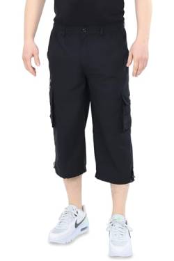 Ben Creek - Herren Capri Freizeithose - Bermuda Short für Freizeit & Alltag - Kurze 3/4 Wanderhose mit Gummizugbund - halblange Cargo mit Multitaschen QLH13 (schwarz L) von Ben Creek