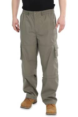 Ben Creek - Herren Cargohose - Lange Zip Off Outdoorhose Für Trekking und Alltag - unifarbene Arbeitshose mit Multitaschen - Kurze 3/4 Zip Capri QDA13Z (Oliv M) von Ben Creek