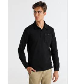 Bendorff für Herren. 830855428 Einfarbiges Poloshirt mit Brusttasche schwarz (L), Lässig, Baumwolle, Langarm von Bendorff