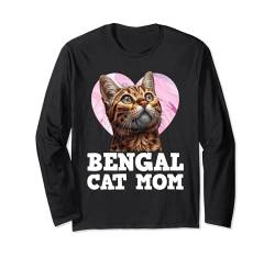 BENGAL CAT MOM Katzenmama Bengalkatzen Mama Frauen Langarmshirt von Bengalkatzen Geschenk Bengal Katzen Besitzer Shirt