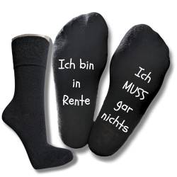 Bentini Spruchsocken Ich bin in Rente... | von Gr.: 35-49 | Damen & Herren | Rentnerspruch auf Fußunterseite | Geschenkidee (as3, numeric, numeric_43, numeric_46, regular, regular, schwarz) von Bentini