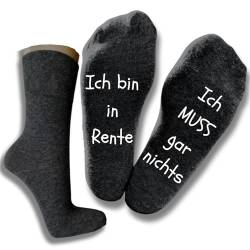 Bentini Spruchsocken Ich bin in Rente... | von Gr.: 35-49 | Damen & Herren | Rentnerspruch auf Fußunterseite | Geschenkidee (as3, numeric, numeric_47, numeric_49, regular, regular, anthrazitmelange) von Bentini