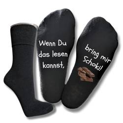 Bentini Spruchsocken bring mir Schoki | Gr. 35-50 | "Wenn du das lesen kannst... | Männer & Frauen Socken | Geschenkidee (39-42, schwarz) von Bentini