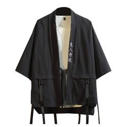 Beokeuioe Kimono Herren Kimono Bluse Japan Samurai Ninja Anime T-Shirt Kurz Nachtwäsche Tops Herren Japan Happi Haori Jacke Übergangsjacke Cardiqan Sommer von Beokeuioe