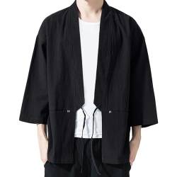 Beokeuioe Kimono hemd Herren Japanisch Kimono Herren Drachen Drucken Cardigan Lose Kurzarm 3/4 Hülse Bademäntel Nachthemd T-Shirt Baggy Top Japanische Kleidung Hausanzug von Beokeuioe