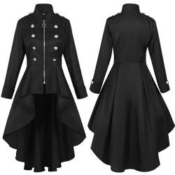 Beokeuioe Punk Mäntel Gothic Kleidung Damen Vintage Steampunk Jacke Frauen Halloween Kostüm Mittelalter Winterjacke Viktorianischen Cosplay Kostüm Smoking Uniform Frack Wintermantel von Beokeuioe