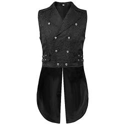 Halloween Kostüm Herren Weste Gotisch Steampunk Mittelalter Zweireihige Weste Brokat Frack Tailcoat Paisley Weste Hochzeit Party Gothic Steampunk Revers Weste von Beokeuioe