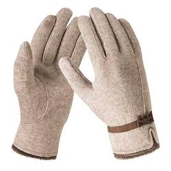 Bequemer Laden Damen Winter Warm Kaschmir Touchscreen Handschuhe mit Fleece Gefütterte, Elegant Winterhandschuhe Gestrickte Handschuhe mit Schleife Dekoration von Bequemer Laden