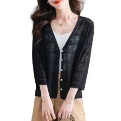 Berax Damen Bolero Festlich Bolerojacke 3/4 Ärmel Strickjacke Leichte Open Front Cardigan Sommerjacke von Berax