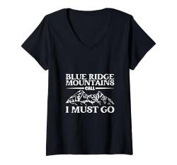 Damen Die Berge rufen - Blue Ridge Mountains T-Shirt mit V-Ausschnitt von Bergsteigen in USA