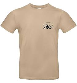 T-Shirt Kleines Brustlogo Berg-Welt Design Herren-Shirt Kurzarm Brustdruck | Sand | Größe XXL von Bergwelt