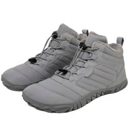 Berisyios Winter Barfußschuhe, Winter Barfuß Wanderschuhe, Damen Schneestiefel, vielseitige Winterstiefel mit Fellfutter (Grau-B, Erwachsene, 45, Numerisch, EU Schuhgrößensystem, M) von Berisyios