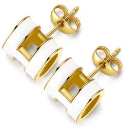 Weiß Ohrringe Damen Gold, Ohrstecker Gold Damen, Ohrringe Gold Damen Goldene Ohrringe Dupes Schmuck Geschenke für Frauen von Berry Only