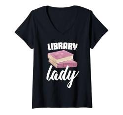 Damen Beste Bibliothek für Frauen, Mama, Buchschule, Bibliothekarinnen, Bücherwurm T-Shirt mit V-Ausschnitt von Best Bookworm Gift Library Apparel