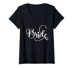 Damen Braut Junggesellinnenabschied Verlobungsgeschenk Hochzeit Brautjungfern T-Shirt mit V-Ausschnitt von Best Bride Babe Shirt Bridal Party Collection Here