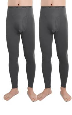 BestSale247 2er Pack Herren Thermo Unterhose Lang Skiunterwäsche Männer Long Johns Winter Leggings mit Eingriff (Anthrazit, M) von BestSale247