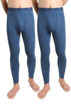 BestSale247 2er Pack Herren Thermo Unterhose Lang Skiunterwäsche Männer Long Johns Winter Leggings mit Eingriff (Blau, S) von BestSale247