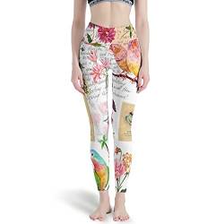 Papagei Vogel Blumen Damen Yogahose Sporthose Lange Hohe Taille Blinkdicht Leggings Fitnesshose Laufhose Freizeithose Gym Workout Leggings White m von Bestwe