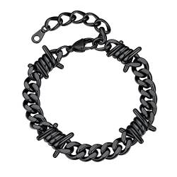 Bestyle Freundschaftsarmband Herren Damen Draht Damen und Metall Stacheldraht Gothic Herren Punk Dornen Armband Universal Armbänder Valentine Geschenk Schmuck, Schwarz, 18+5cm von Bestyle