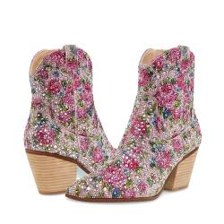 Betsey Johnson Diva Westernstiefel f r Damen, pink floral, 40 EU von Betsey Johnson