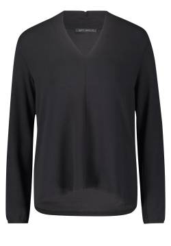 V-Kragen Langarmshirt Gerippt mit Raffung, Schwarz 36 von Betty Barclay