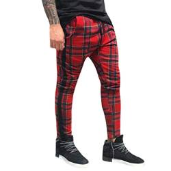 Herren Casual Jogging Sweatpants Arbeitshose Plaid Lounge Hose mit Taschen Plaid Baumwolle Hose Jogginghose Herren Trainingshose Sporthose Herren Fitness Haremshose von Beudylihy