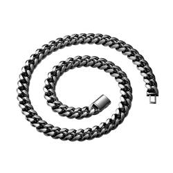 Beydodo Herren Kette Edelstahl Schwarz 61CM, Panzerkette Cuban Chain 10MM Halskette ohne Anhänger Partnerkette für Männer Jugend von Beydodo