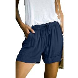 Beyooola Damen Shorts mit Taschen Sommer Kurze Hose High Waist Kordelzug Stretch Lässige Beach Mode Freizeit Kurz von Beyooola