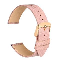 Biannbjx Uhrenarmbänder aus Eidechsenleder, 12–20mm, schmales Ersatzarmband für Damen, Rosa-Roségold, 12mm von Biannbjx