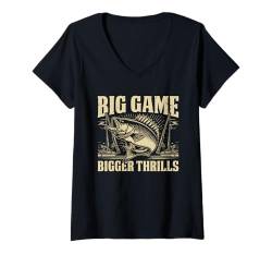 Damen Big Game Bigger Nervenkitzel Angeln T-Shirt mit V-Ausschnitt von Big Game Fishing Accessories