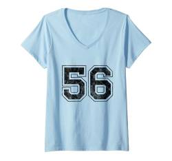 Damen Nummer 56 T-Shirt mit V-Ausschnitt von Big numbers, large varsity style number gifts