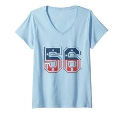 Damen Nummer 56 USA T-Shirt mit V-Ausschnitt von Big numbers, large varsity style number gifts