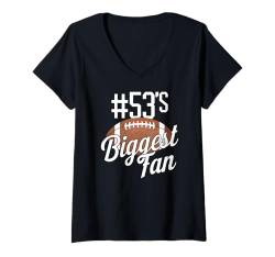 Damen Die größte Fußball-Fanmutter von Nummer 53, lustige Frau, Touchdown T-Shirt mit V-Ausschnitt von Biggest Football Fan Number Apparel