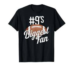 Die größte Fußball-Fanmutter von Nummer 9, lustige Frau, Touchdown T-Shirt von Biggest Football Fan Number Apparel