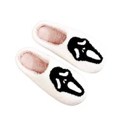 Bigzagger Halloween Hausschuhe Damen Plüsch, Halloween Bedruckte Hausschuhe, Rutschfeste Warme Halloween Slippers, Lustig Hausschuhe für Winter Halloween Weihnachten Geschenke Unisex von Bigzagger