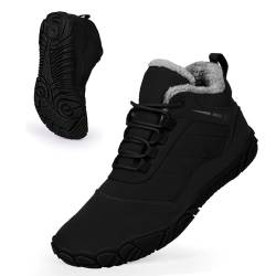 Bigzagger Unisex Barfußschuhe Winter Herren Damen mit Breiter Zehenbox, Warm Winterschuhe mit Gefüttert, Wasserdicht Bequem Schneestiefel, Winterstiefel, Traillaufschuhe mit rutschfeste Sohle von Bigzagger