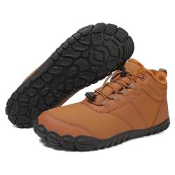 Bigzagger Unisex Barfußschuhe Winter Herren Damen mit Breiter Zehenbox, Warm Winterschuhe mit Gefüttert, Wasserdicht Bequem Schneestiefel, Winterstiefel, Traillaufschuhe mit rutschfeste Sohle von Bigzagger