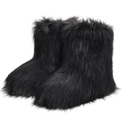 Bigzagger Winterstiefel Damen Kunstfell mit Plüsch Gefüttert Wärme Bequem Winter Boots Rutschfeste Flauschig Winterstiefeln Fell Pelz Schnee Kunstfell Stiefel von Bigzagger