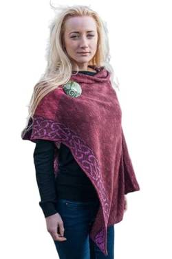 Bill Baber Leinenschal für Damen, Aran, keltischer Poncho, Umhang, hergestellt in Irland, Einheitsgröße, himbeere, Einheitsgröße von Bill Baber Knitwear