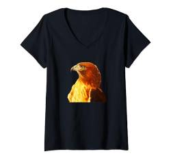 Damen Falkenhemd Rotschulterfalke Bird Ornithology T-Shirt mit V-Ausschnitt von Bird Birder & Birding Apparel Company