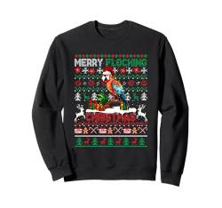 Merry Flocking Christmas Sweater Santa Parrot Bird Lover Sweatshirt von Bird Christmas Costume