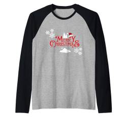 Frohe Weihnachten Schneeflocken Weihnachtsmannmütze Design Raglan von Birdsnstuff (Anjeanette Hail)