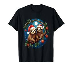 Niedliche Weihnachts-Faultiere und Urlaubstierkunst T-Shirt von Birdsnstuff (Anjeanette Hail)