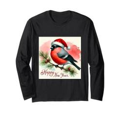 Happy New Year Vogelshirt Gimpel Vogelbeobachter Vogelliebhaber Langarmshirt von Birdwatcher Gifts and Four Elements Shirts