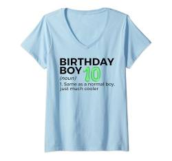 Damen 10 Jahre Geburtstag für Sohn, lustiges Geburtstagskind zum 10. und 10. 10. Geburtstag T-Shirt mit V-Ausschnitt von Birthday Apparel