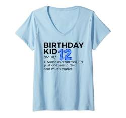 Damen 12 Jahre Geburtstag, Junge, lustiges Geburtstagskind zum 12. und 12. Geburtstag T-Shirt mit V-Ausschnitt von Birthday Apparel