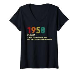 Damen 6 Jahre bDay Funny 1958 66. Geburtstag (66 Jahre alt) T-Shirt mit V-Ausschnitt von Birthday Apparel