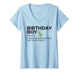 Damen Geburtstag Junge Definiton Lustiger Dinosaurier BDay Sohn Geburtstag T-Shirt mit V-Ausschnitt von Birthday Apparel