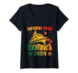 Damen Birthday Crew Jamaica Trip 2024 Passendes Urlaubsreise-T-Shirt T-Shirt mit V-Ausschnitt von Birthday Crew Jamaica Gift Jamaican Squad Vacation